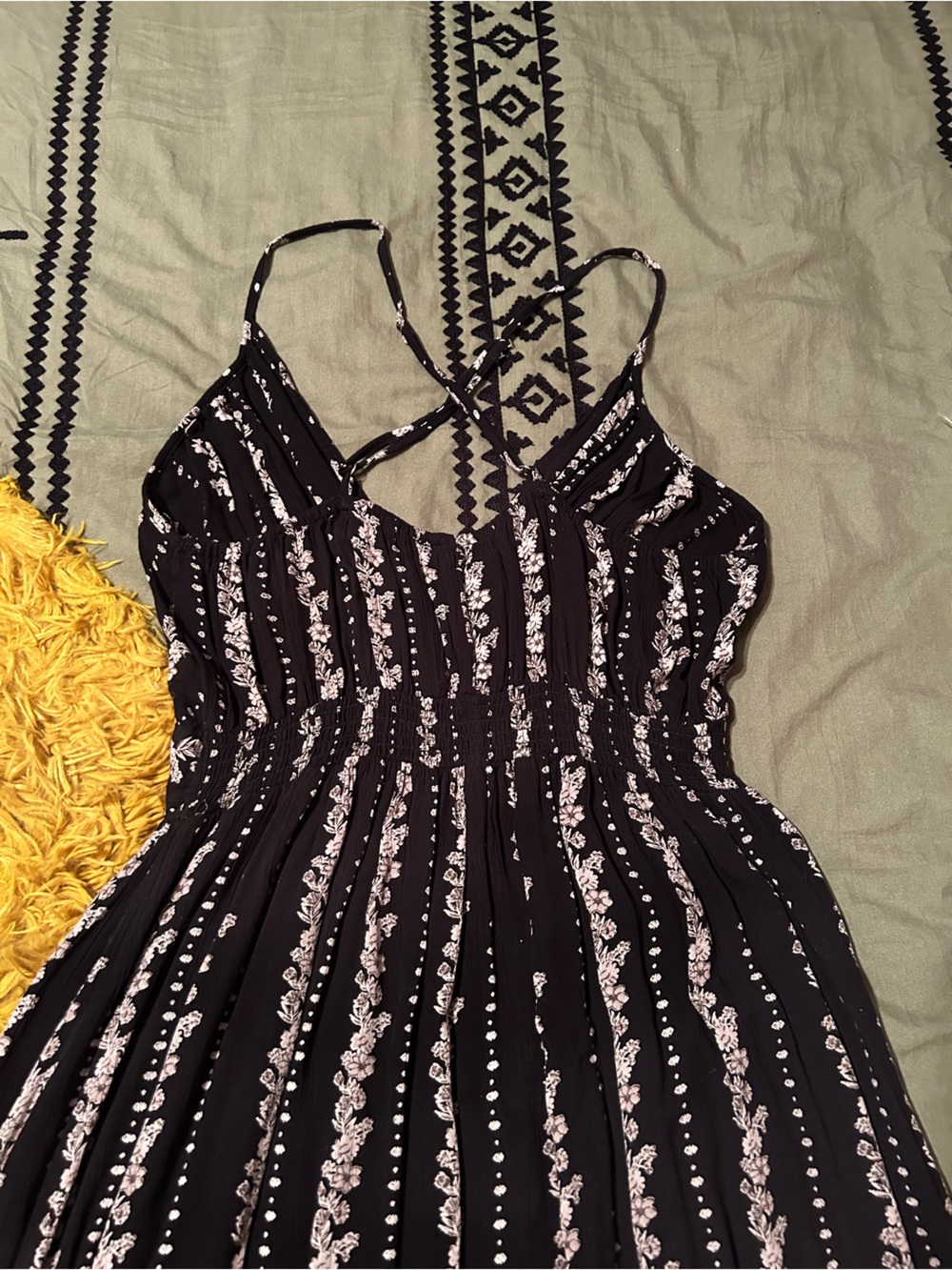 Angie Black Floral Stripe Maxi Dress - Classic Women's Summer Dress - Picture 2 of 3